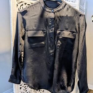 Club Monaco Black Blouse with Button Detail